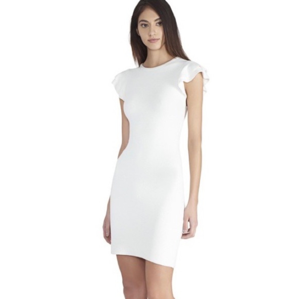 Alice + Olivia Kellin Ruffle-Sleeve Fitted Sweaterdress